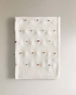 Zara Home плед детский из хлопка, в полоску, 70x100 см