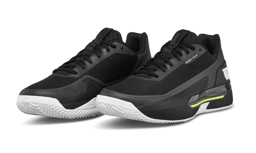 Мужские кроссовки теннисные Wilson Rush Tour 5 Clay - black/white/safety yellow