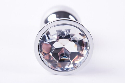 Анальная пробка металлическая серебристая с прозрачным кристаллом Onjoy Metal Plug Silver Small (Цвет: серебряный с прозрачным)