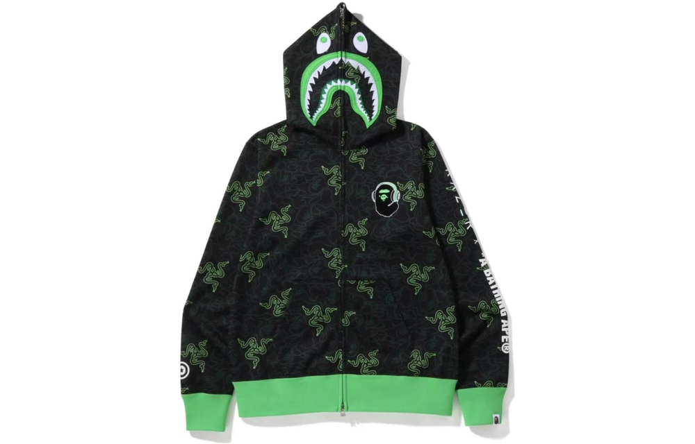 A Bathing Ape X Razer Neon Camo Shark Full Zip Худи