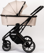 Детская коляска Peppy Tecla 3 в 1 с автокреслом Rise Milk Stone Chrome Edition (Бежевый)
