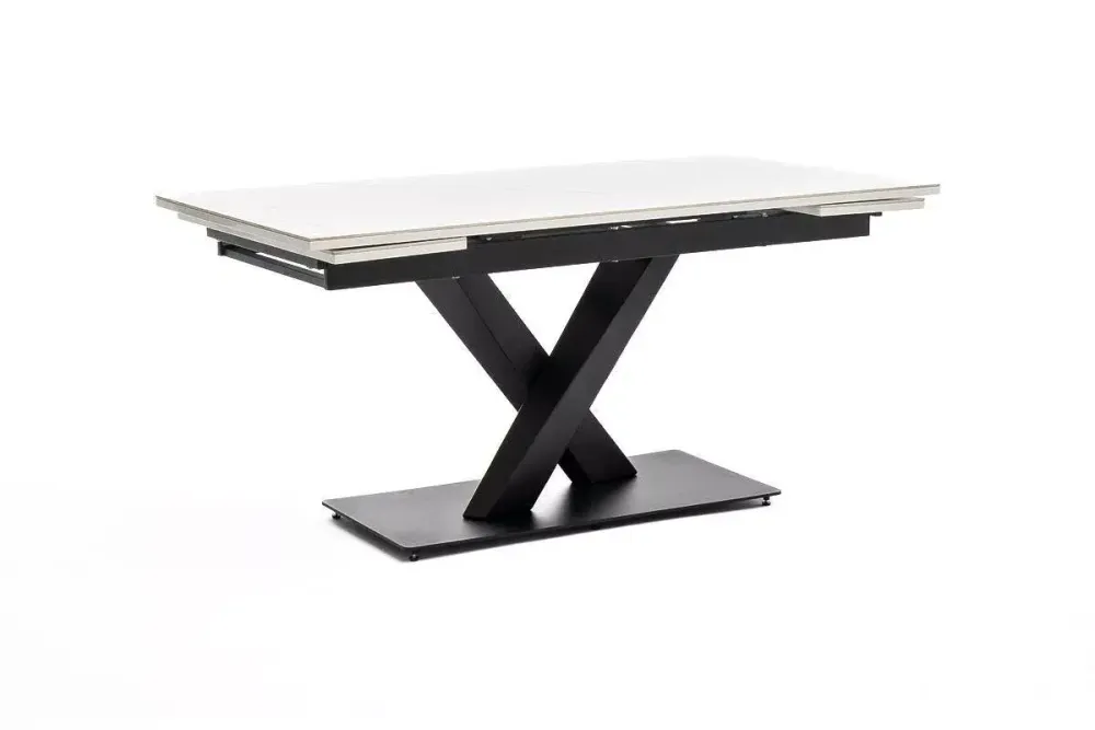 "Юпитер" стол интерьерный раздвижной обеденный из керамики, цвет белый глянцевый