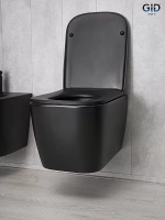 Унитаз подвесной Gid Tr2140Bm черный матовый, безободковый, с крышкой микролифт