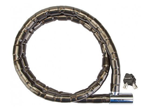 Трос-замок 81201 с ключом со стальными звеньями 22x1500мм чёрно-серебр, арт. 540045 (10216170/140821/0242950, Китай)