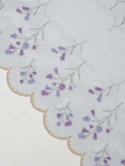 Кружево вышивка на сетке серо-голубая с мультиколор неэластичная ширина 30 см