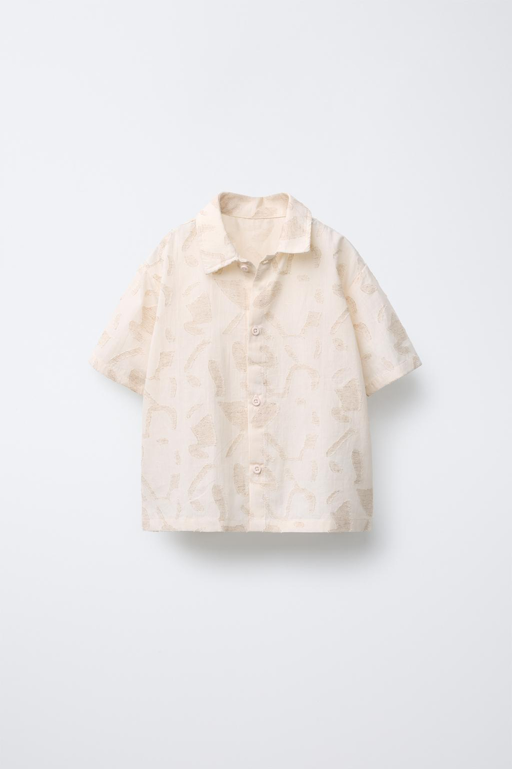 ZARA РУБАШКА С КОНТРАСТНЫМИ ДЕТАЛЯМИ, ЭКРЮ