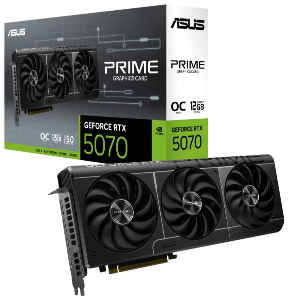 Видеокарта ASUS Видеокарта ASUS GeForce PRIME-RTX5070-O12G GDDR7 12GB 192-bit 1xHDMI 3xDP 12 Гб