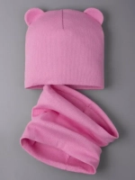 Шапка для девочки с ушками и снуд на осень