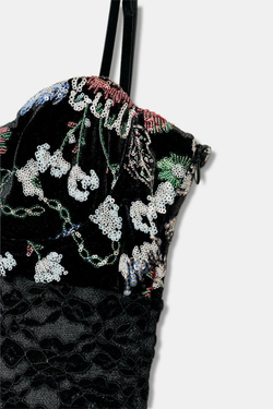 ZARA ПЛАТЬЕ С ВЫШИВКОЙ И КРУЖЕВОМ, ЧЕРНЫЙ