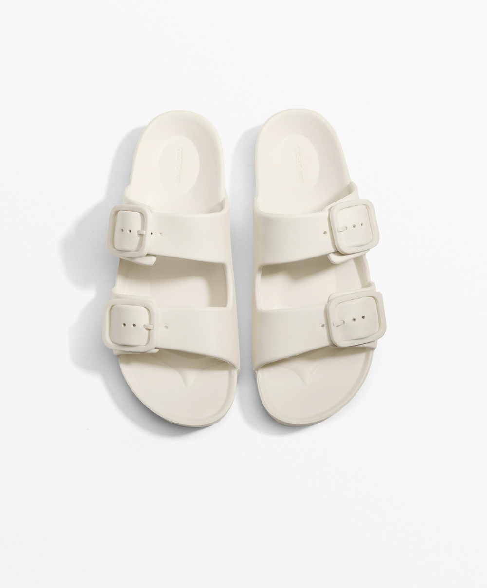 OYSHO Шлепанцы с пряжками, белый
