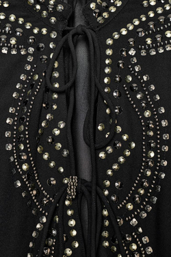 ZARA БЛУЗА ИЗ ПОЛУПРОЗРАЧНОЙ ТКАНИ С БУСИНАМИ, ЧЕРНЫЙ