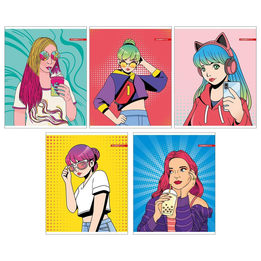 Тетрадь А5 48л. клет. "Модные девочки" (Академия Групп)