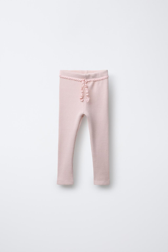ZARA ЛЕГИНСЫ С КРУЖЕВОМ, ЦВЕТ РОЗОВОГО ДЕРЕВА