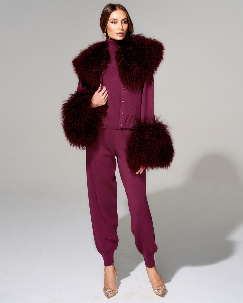 Кардиган Isabella с отделкой мехом ламы