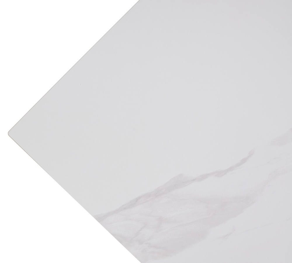 Стол НЕО-2 120 MATTE БЕЛЫЙ МРАМОР, керамика / Черный каркас, М-City