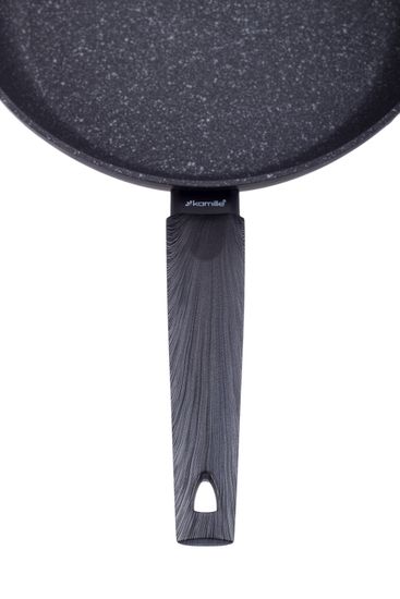 Сковорода 26 см. из кованого алюминия Kamille KM-4130 с антипригарным покрытием PTFE чёрный мрамор