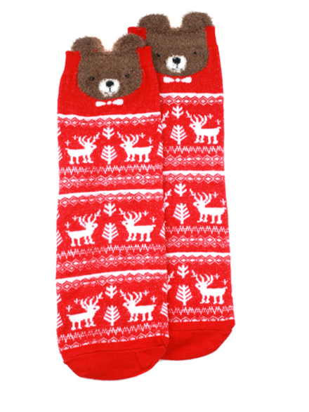 Носки НГ р.35-40 "Red christmas" Мишка
