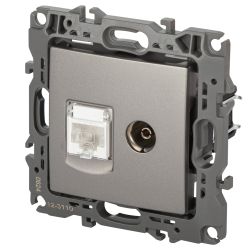 Розетка ЭРА Серия 12 12-3110-16 комбинированная RJ45+TV, титан