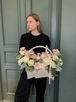 Цветочная корзина в розово- белой гамме!