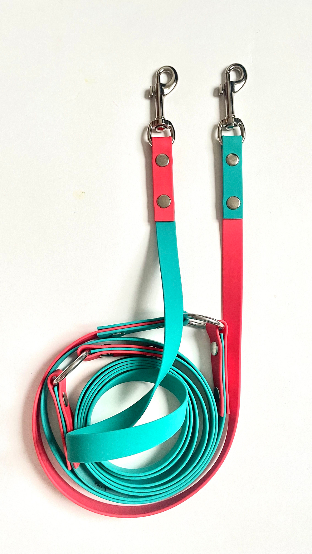 Перестежка поводок для собак, биотан, 5 м 15 мм. изумруд, коралловый