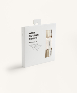 OYSHO Набор из двух трусиков-стрингов из хлопковой смеси в рубчик с логотипом, лаймовый зеленый