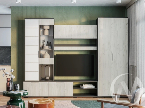 Гостиная "Плаза" (графит/дуб крафт белый)