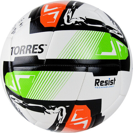 Мяч футбольный "TORRES Resist" арт.F321045, р.5, 24 пан, ПУ,2 подкл.слой, гибрид. сшив., бело-мультиколор