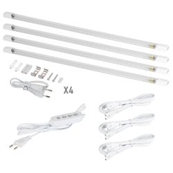 Комплект из 4-х линейных фитоламп ЭРА GREEN LINE FITO-4х10W-LINE-Rb+timer 9/12/15 H 2-pin красно-синий спектр 40 Вт | Линейные фито светильники