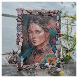 Картина из кожи «Шаманка»