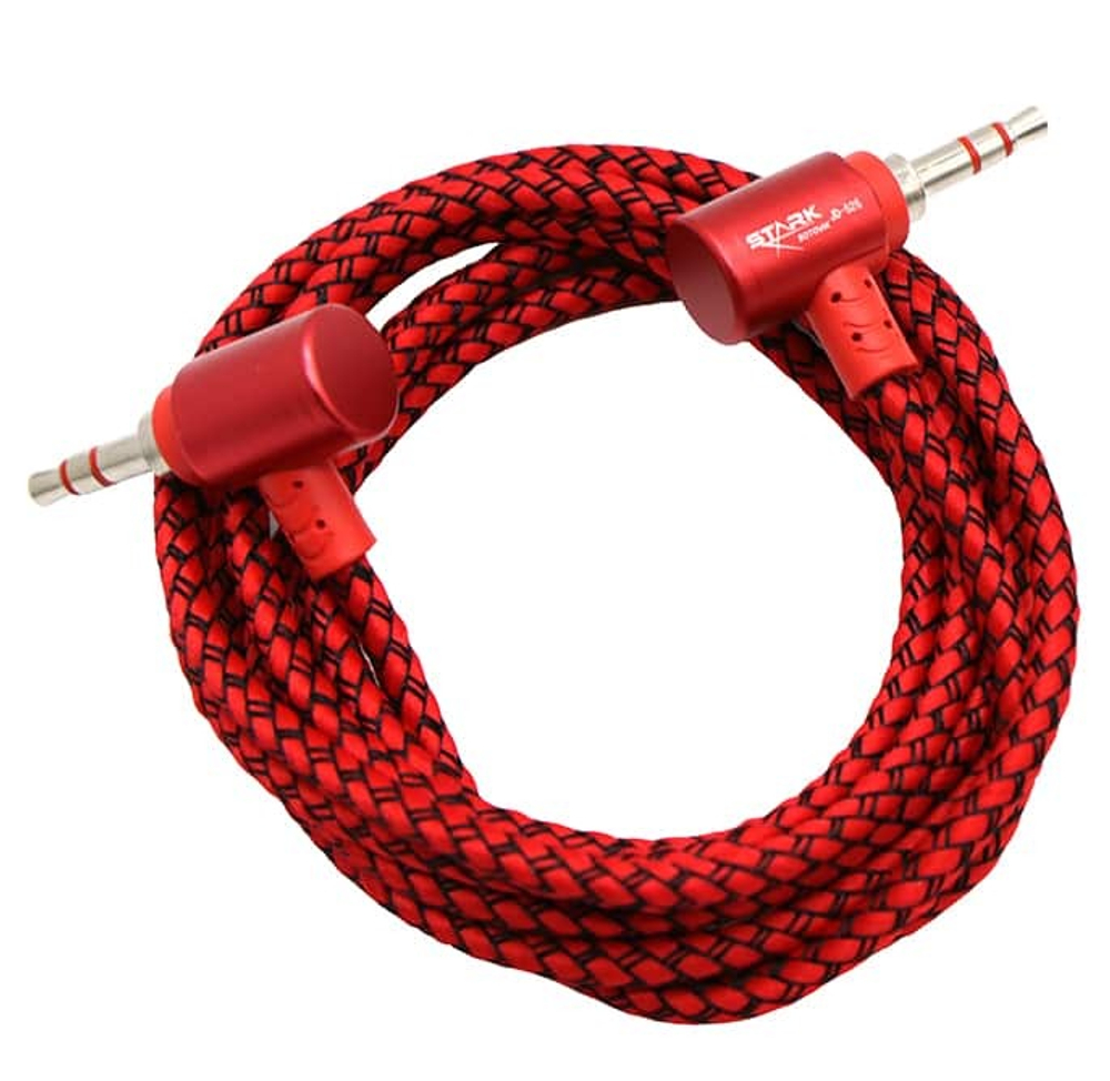 Кабель AUX JD-526 тканевый угловой (красный) 1.5м