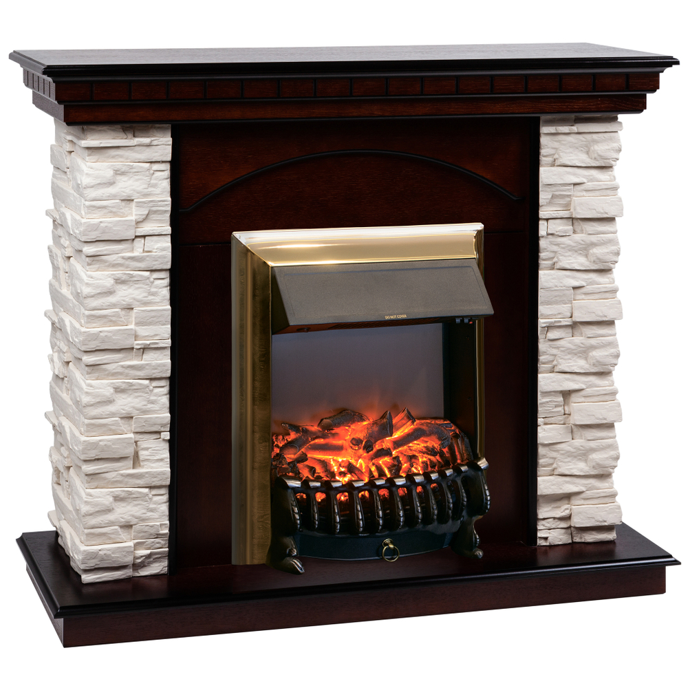 Каминокомплект Real Flame Elford AO с очагом Fobos Lux Brass