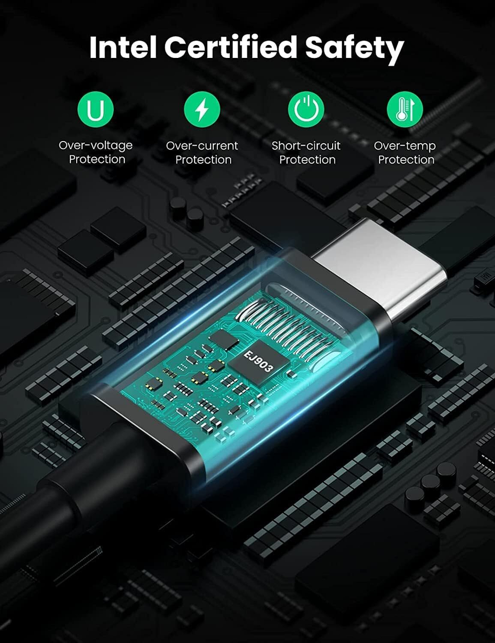 Кабель USB 4.0 C- USB 4.0 C, Thunderbolt 4, 40Gbps, 100W, 0.8m UGREEN 30389