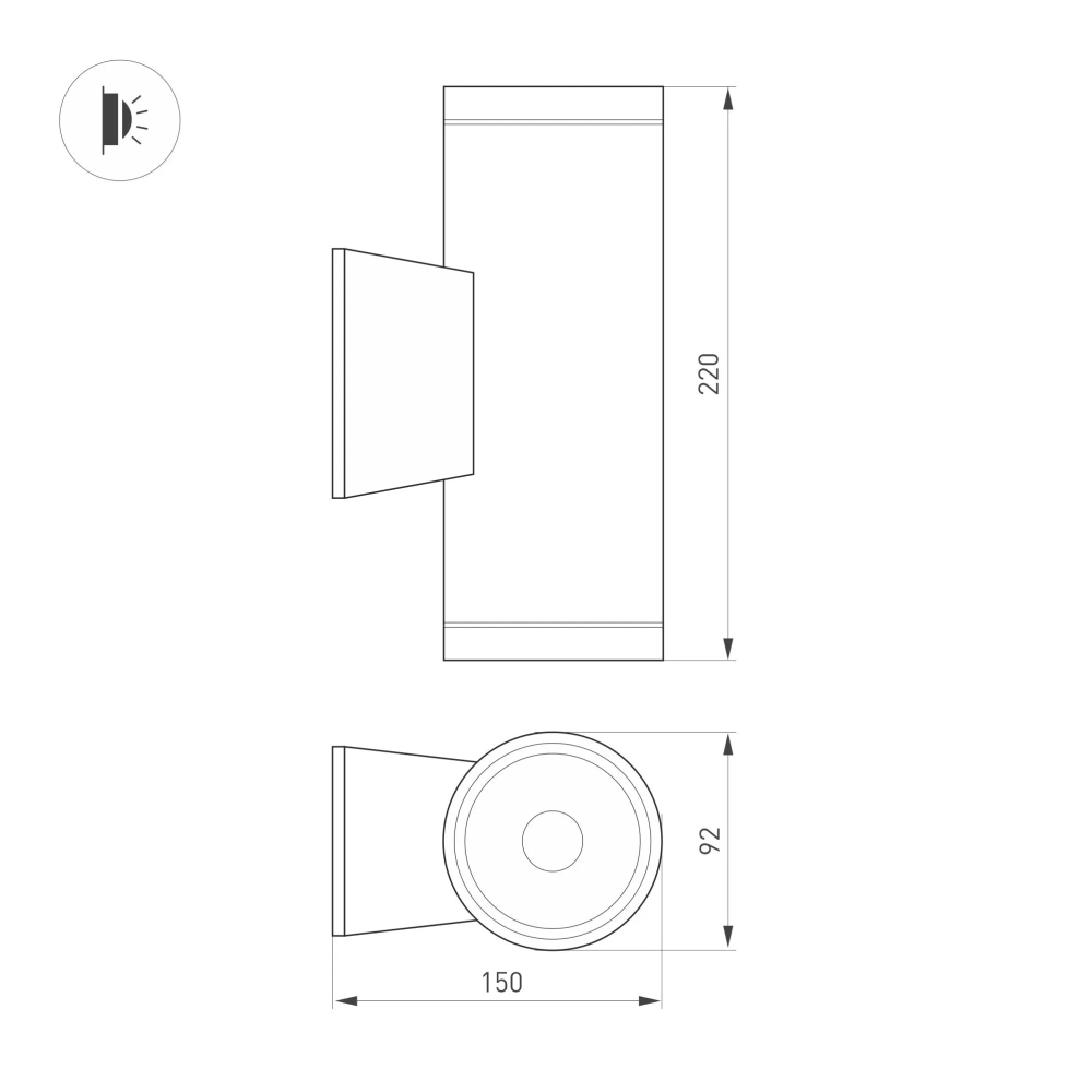 Светильник настенный LGD-WALDER-R92-2x13W Day4000-MIX (Черный, 40 deg, 230V) (Arlight, IP65 Металл, 5 лет) 060957
