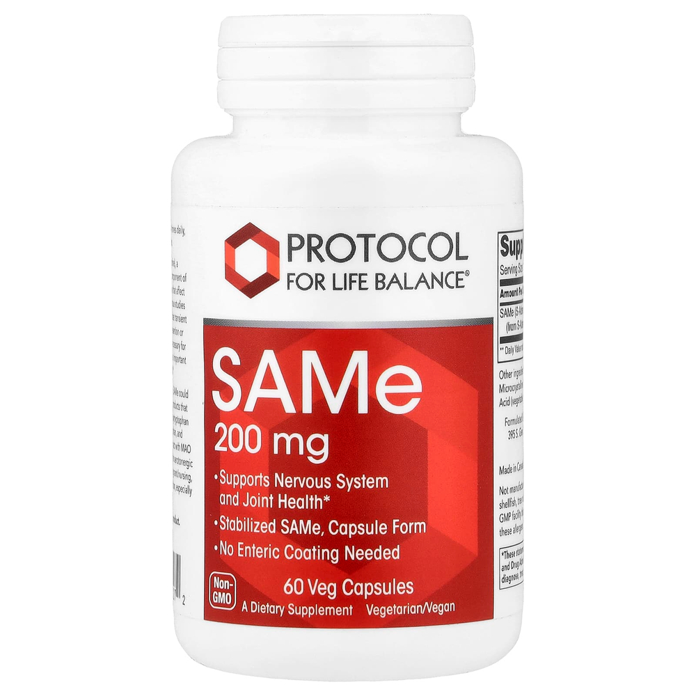Protocol for Life Balance, SAMe, 200 мг, 60 растительных капсул