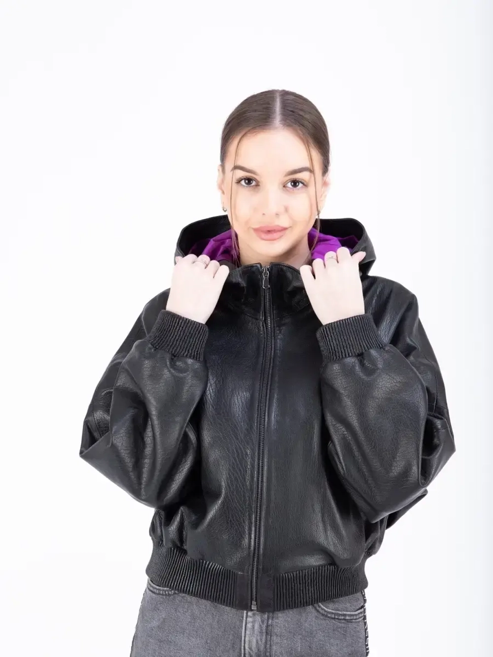 Куртка женская  кожаная оверсайз