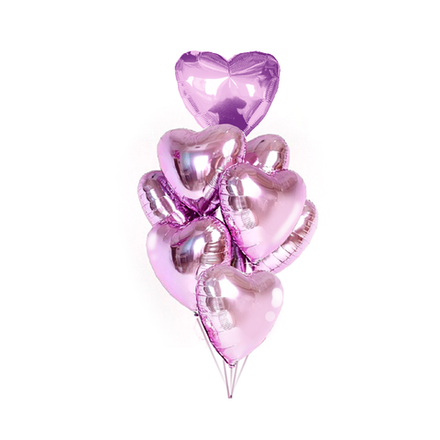 Фонтан шаров "Розовые сердца" - 10 сердец