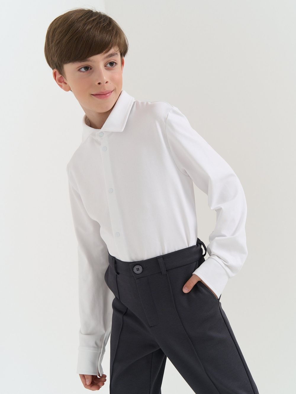 Рубашка трикотажная "Белая" на кнопках 7+