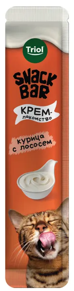 Triol, Лакомства для кошек, Крем из курицы с лососем, 40 гр.