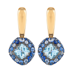 Серьги с Аквамарином и Сапфирами, E0074-0/58