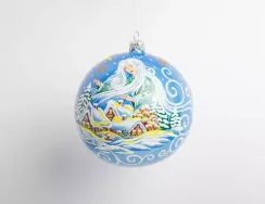 С1902/2 Стеклянный шар Метелица 115 мм., голубой, Ёлочка