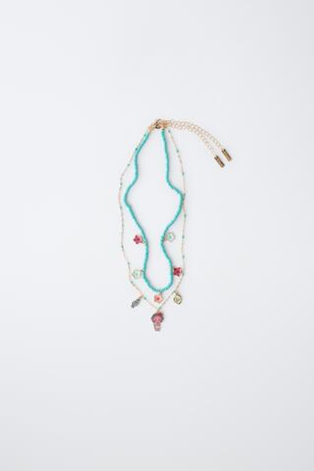 ZARA НАБОР ИЗ ДВУХ ОЖЕРЕЛИЙ С БУСИНАМИ VAIANA © DISNEY, БИРЮЗОВЫЙ
