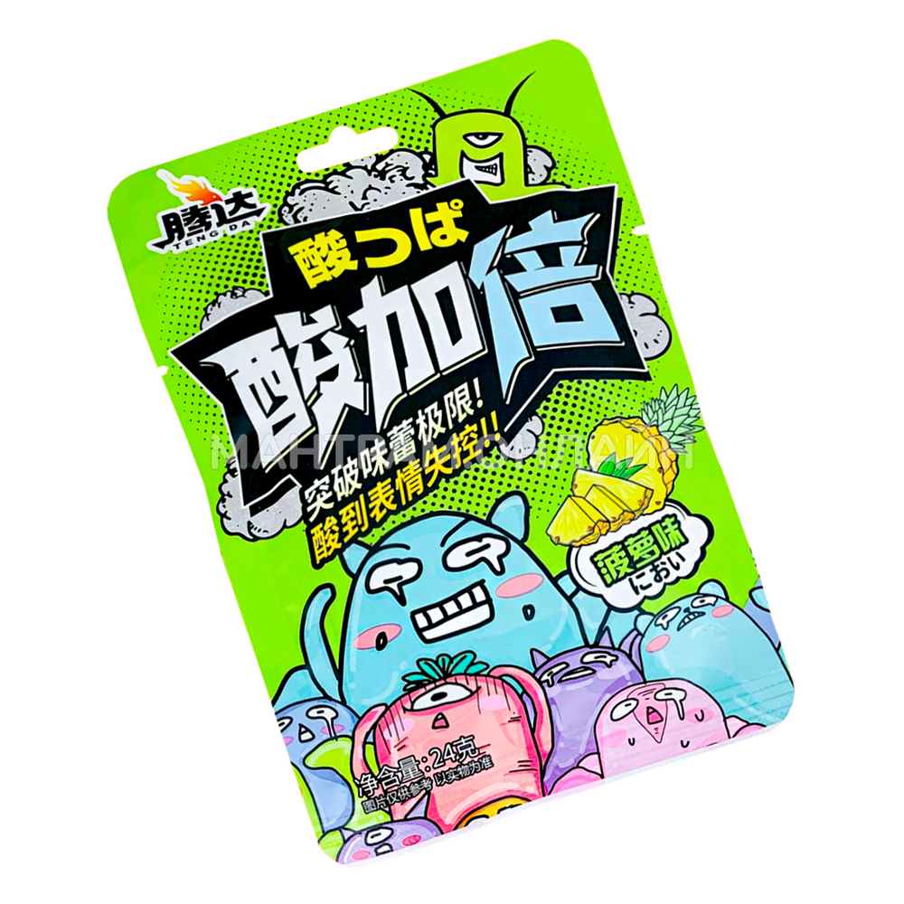 Карамель кислая TengDa Sour Candy освежающая вкус ананас 24 г