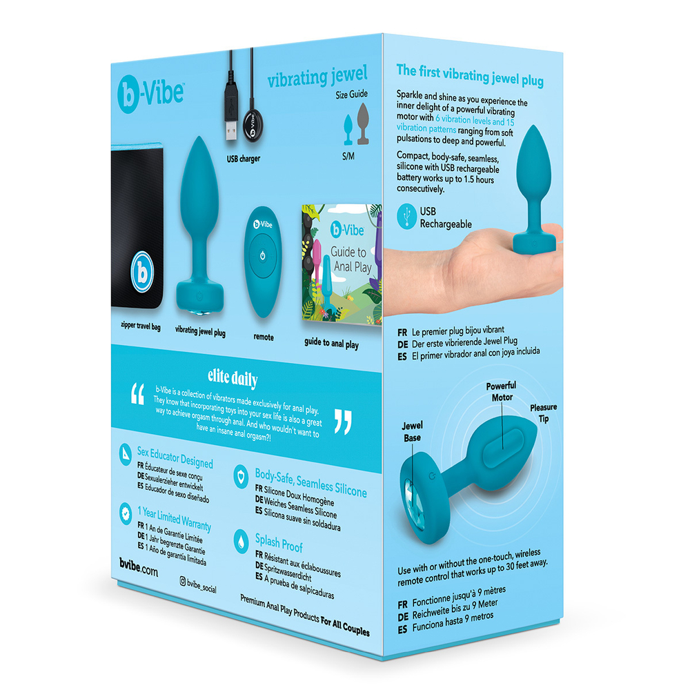 b-Vibe Vibrating Jewel Plug S/M - Анальная пробка с вибрацией