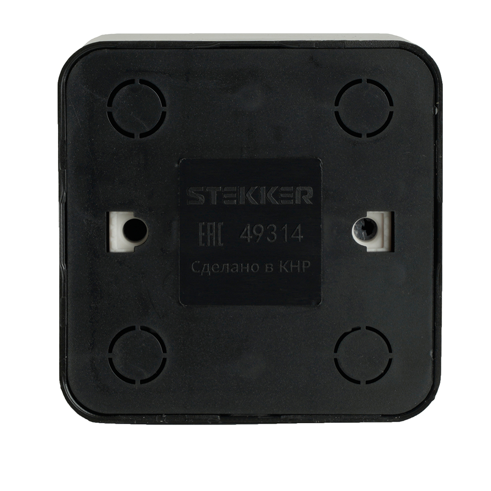 Розетка 1-местная с/з открытой установки, STEKKER, 250В, 16А, IP20, серия София, черный, MST16-11-02 49314