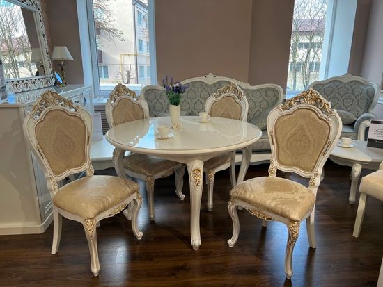 Стол обеденный НАТАЛИ круглый белый глянец