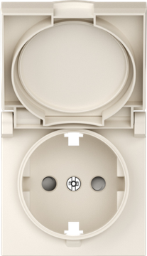 Накладка для розетки Schuko с заземлением,  с крышкой,  16A 250 В~,  матовый кремовый,  серия A07