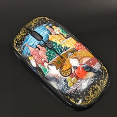 Мышь беспроводная, с ручной росписью Палех "Москва. Царь-пушка"