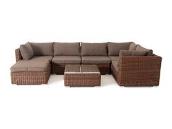 "Лунго" модуль диванный угловой с подушками, цвет коричневый
