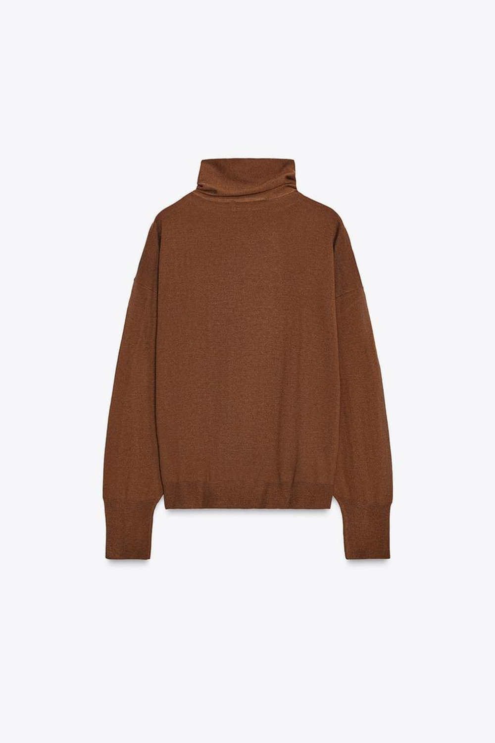 ZARA СВИТЕР ТОНКОЙ ВЯЗКИ С БАНТОМ, КОРИЧНЕВЫЙ