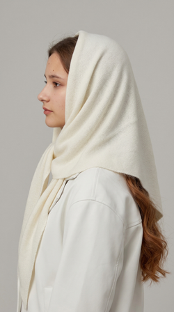 Оренбургский платок-косынка К401-02 экрю